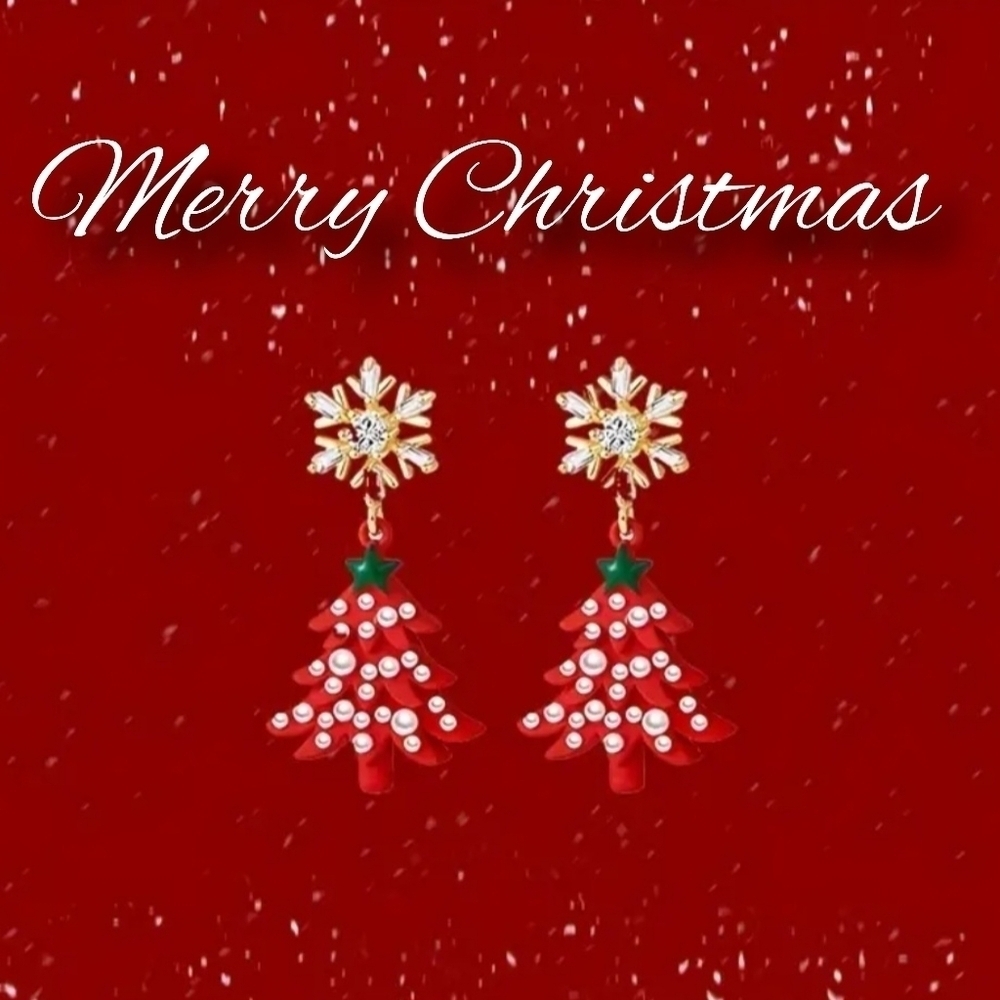 Festive Christmas Tree Dangle Earrings